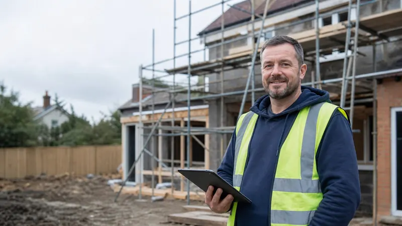 Builder at an extension
