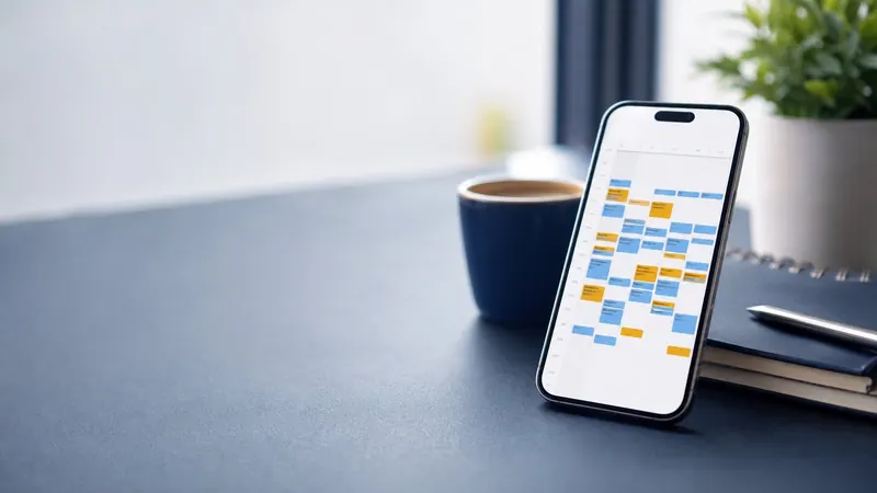 Phone showing a calendar full of booked appointments